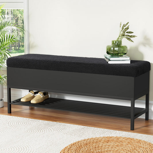 Artiss Storage Ottoman Blanket Box 110cm Boucle Shelf - TRENDZ