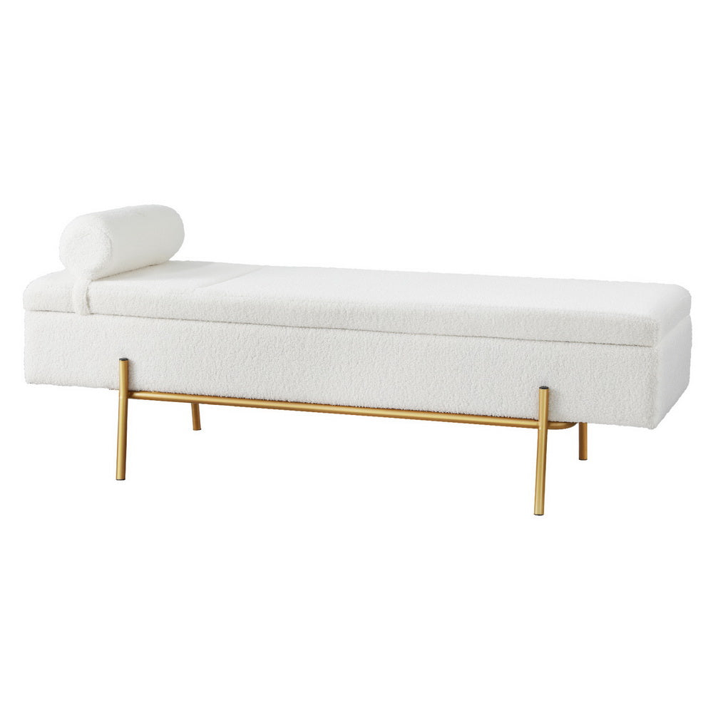 Artiss Storage Ottoman Bed 140cm Pillow Boucle Fabric - TRENDZ