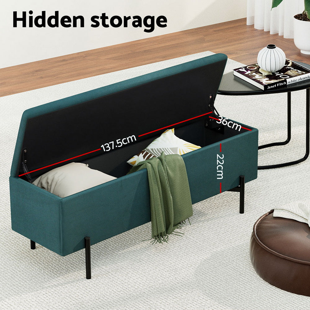 Artiss Storage Ottoman Blanket Box 140cm Velvet Green - TRENDZ
