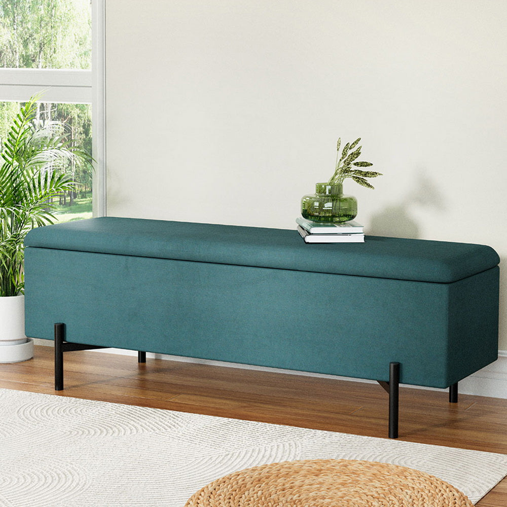 Artiss Storage Ottoman Blanket Box 140cm Velvet Green - TRENDZ