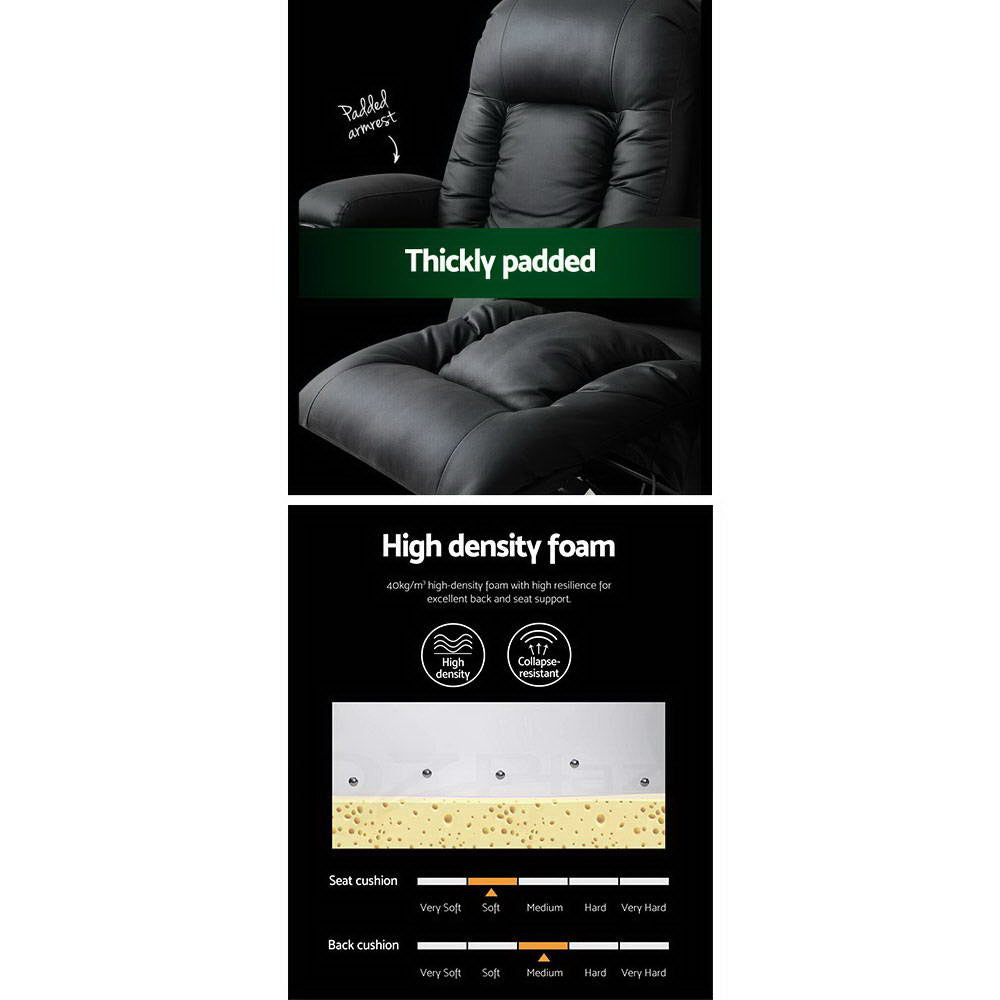 Artiss Recliner Chair Electric Heated Massage Chairs Faux Leather Cabin - TRENDZ