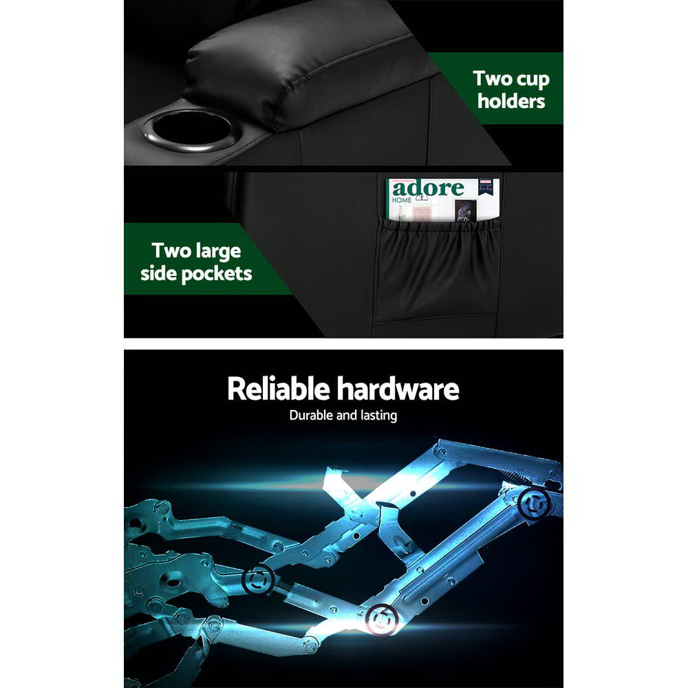 Artiss Recliner Chair Electric Heated Massage Chairs Faux Leather Cabin - TRENDZ