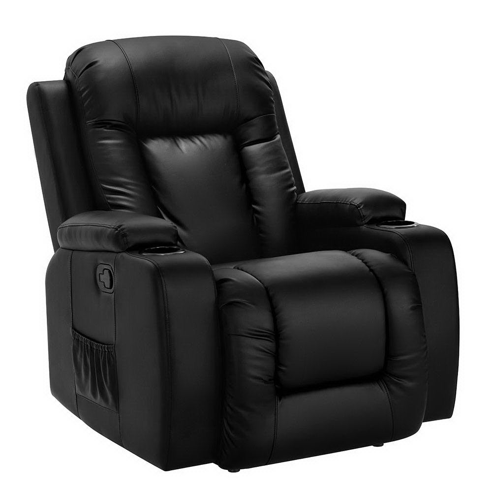 Artiss Recliner Chair Electric Heated Massage Chairs Faux Leather Cabin - TRENDZ