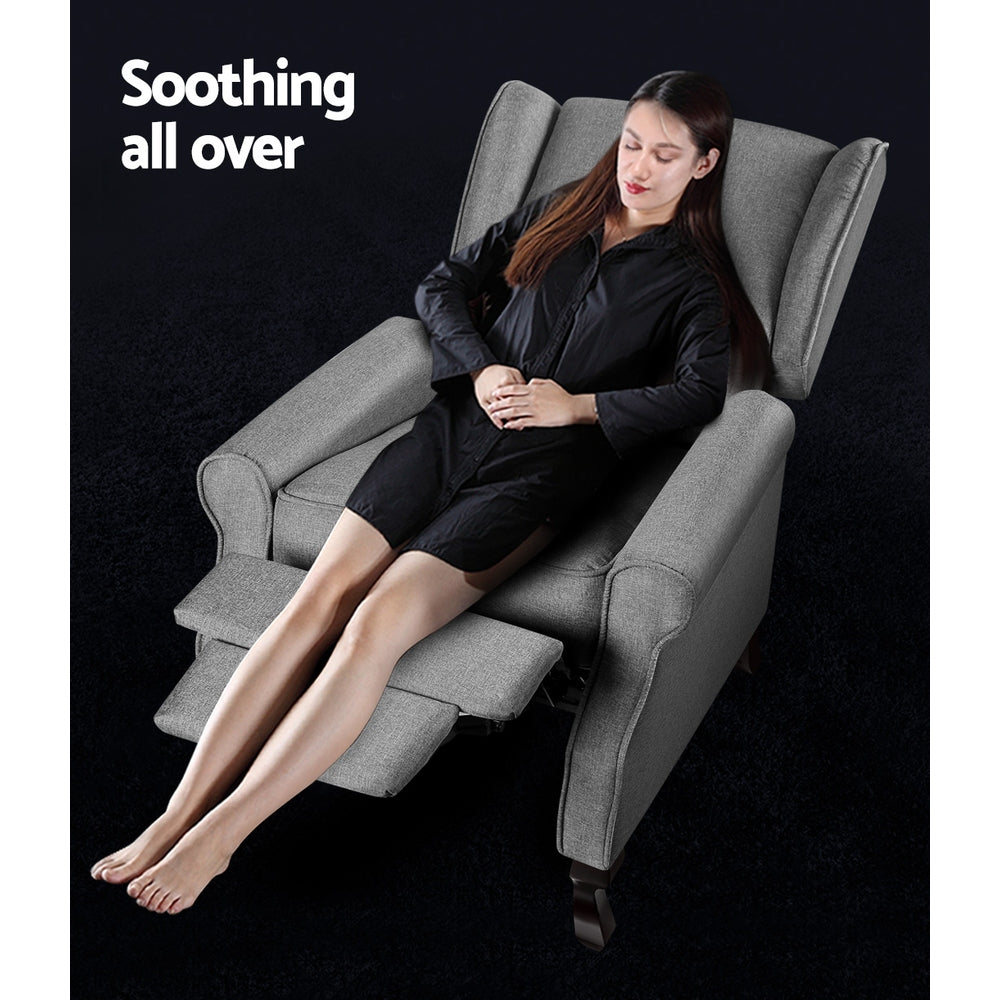 Artiss Recliner Armchair Grey Fabric Domini - TRENDZ