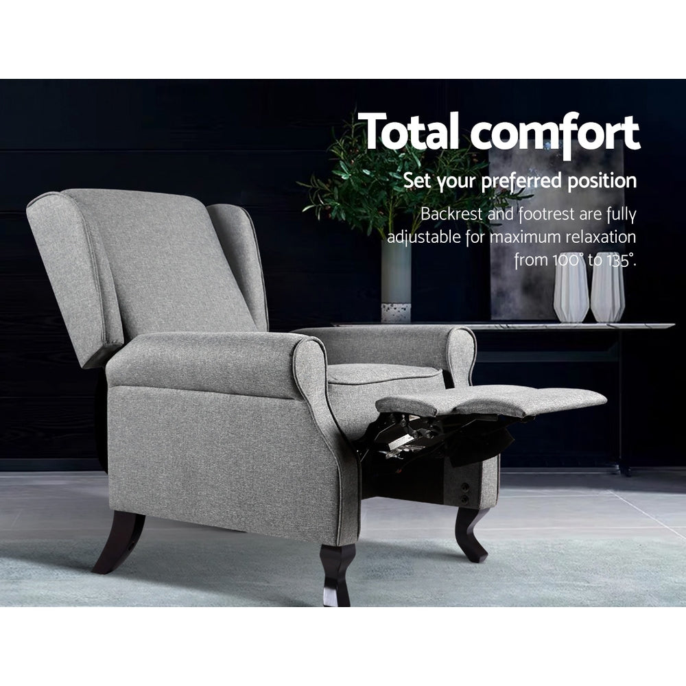 Artiss Recliner Armchair Grey Fabric Domini - TRENDZ
