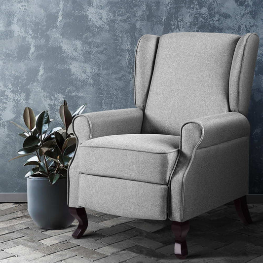 Domini Recliner – Grey Faux Linen