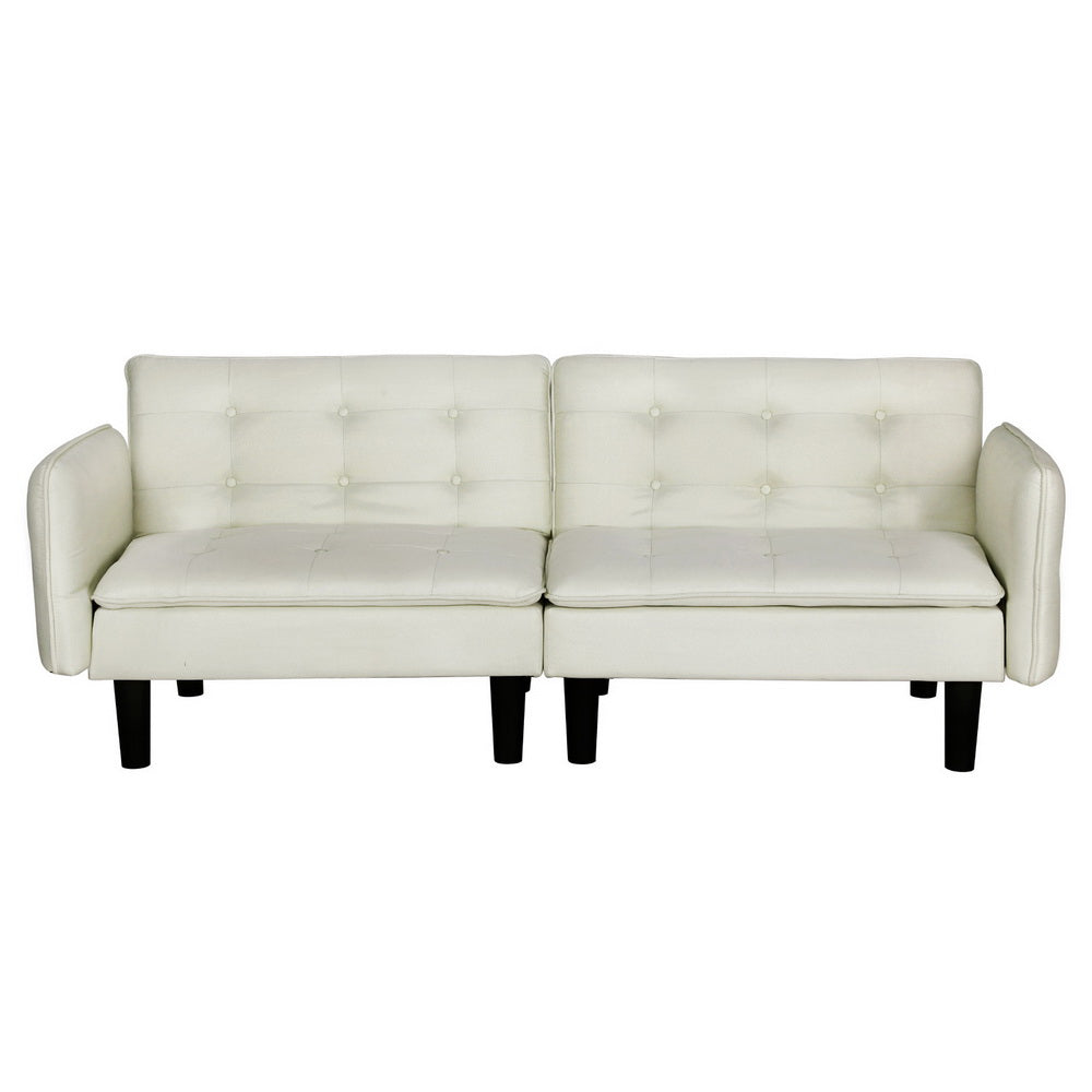 Artiss Sofa Bed 3 Seater Tufted Faux Linen Beige - TRENDZ