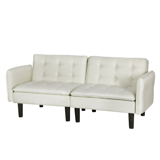 Artiss Sofa Bed 3 Seater Tufted Faux Linen Beige - TRENDZ