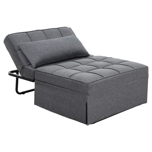 Artiss Sofa Bed Lounge Convertible Ottoman 1 Seater Couch Recliner Linen Grey - TRENDZ