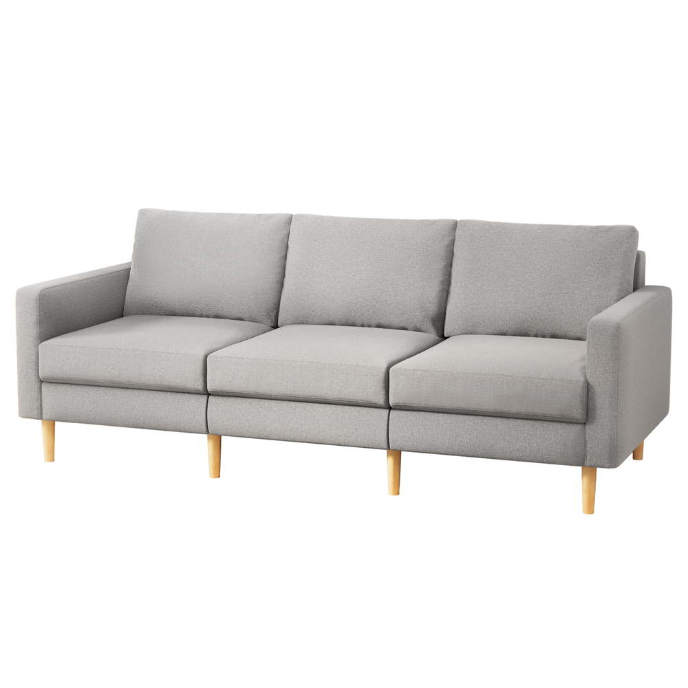 Artiss 3 Seater Sofa 225cm Linen Fabric Grey - TRENDZ