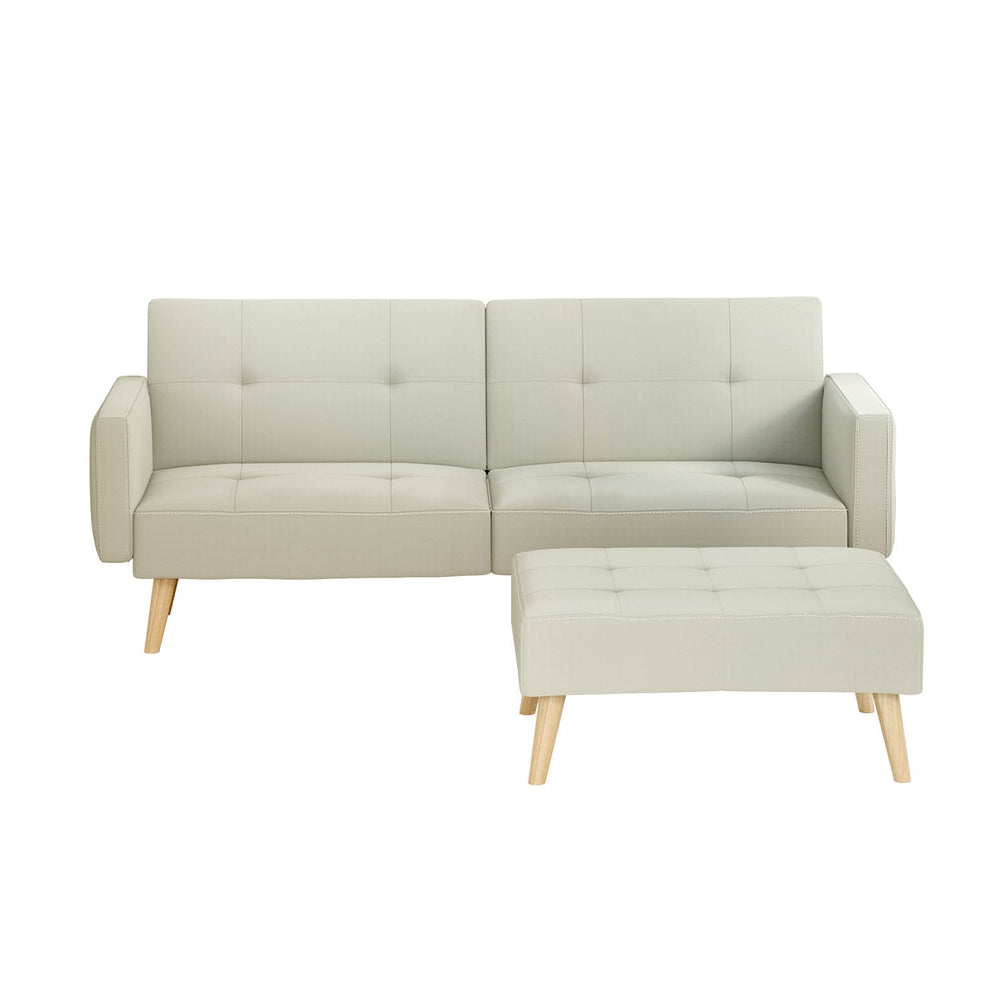 Artiss Sofa Bed Lounge Convertible Ottoman Couch Recliner 3 Seater Fabric Beige - TRENDZ