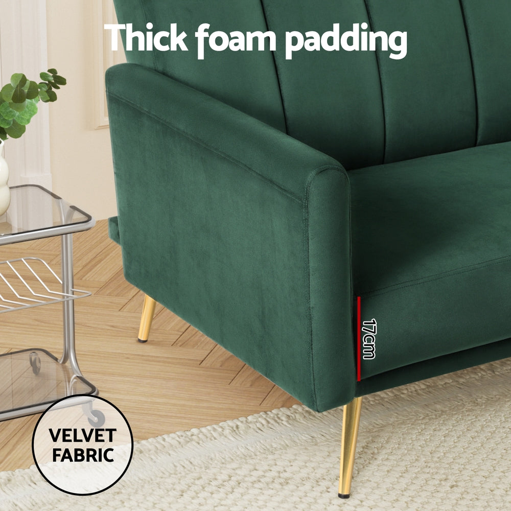 Artiss Sofa Bed 3 Seater Couch Convertible Lounge Adjustable Arm Recliner Velvet - TRENDZ