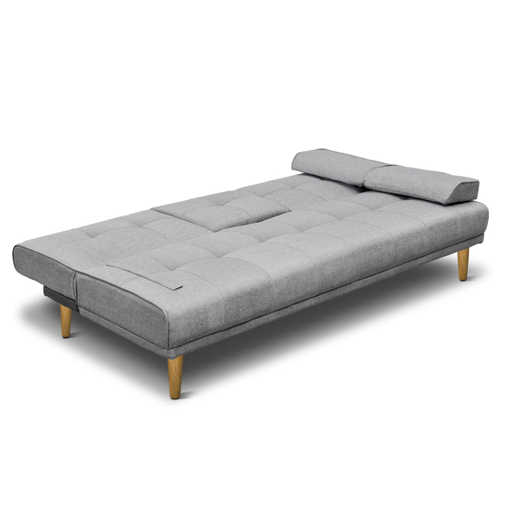 Artiss Sofa Bed 188CM Grey Faux Linen - TRENDZ