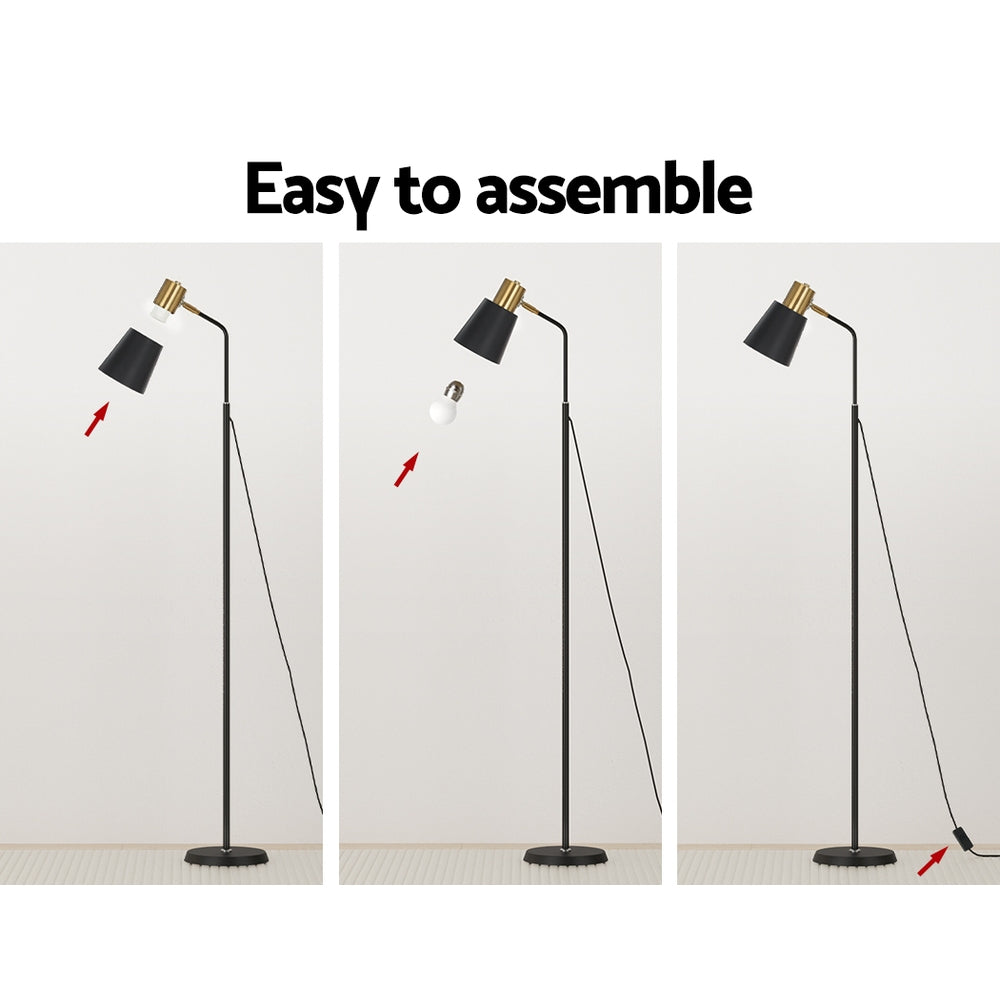 Artiss Floor Lamp LED Light Stand Modern Home Living Room Office Reading Black - TRENDZ