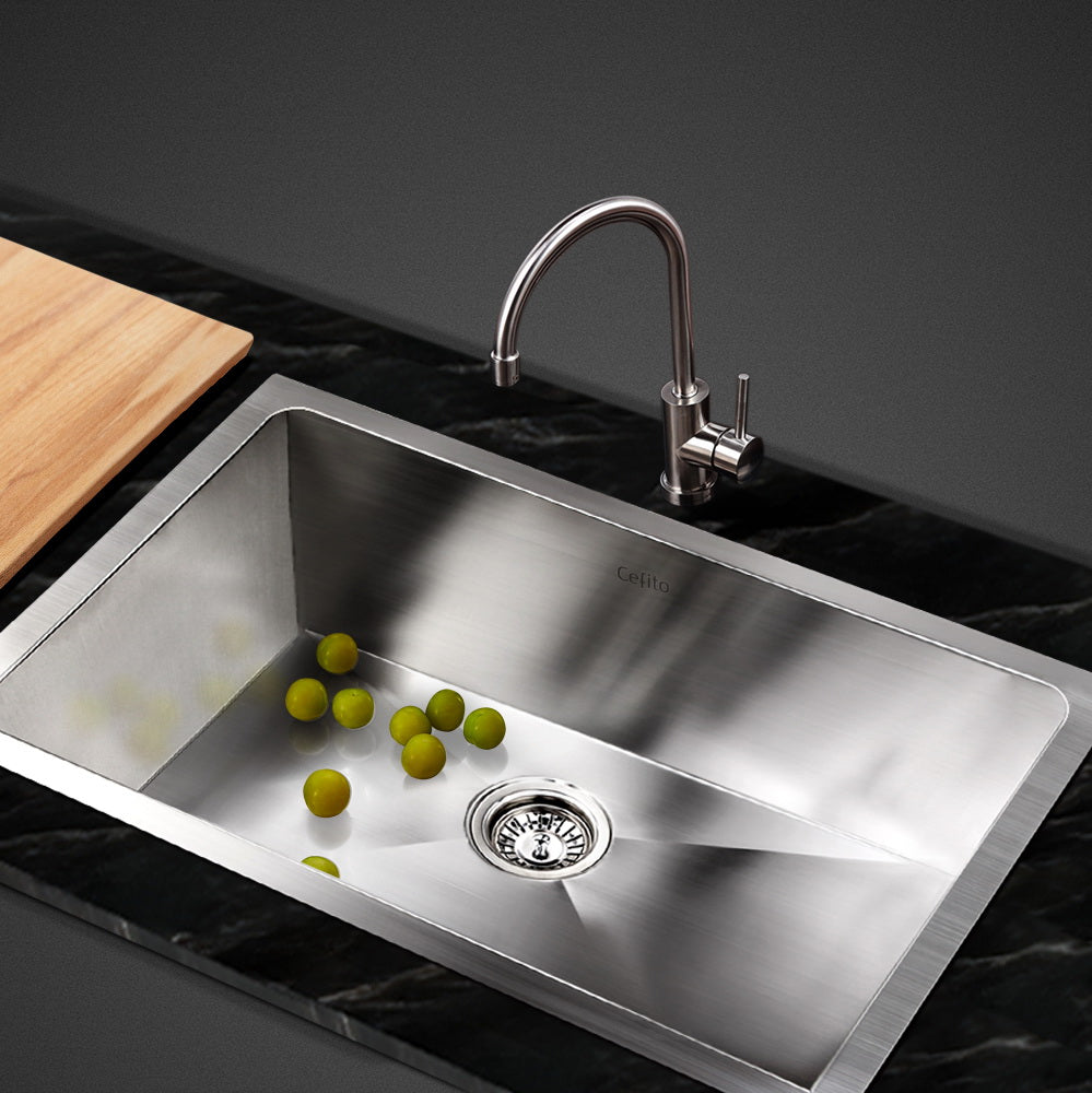 Cefito Kitchen Sink 45X30CM Stainless Steel Basin Single Bowl Silver - TRENDZ
