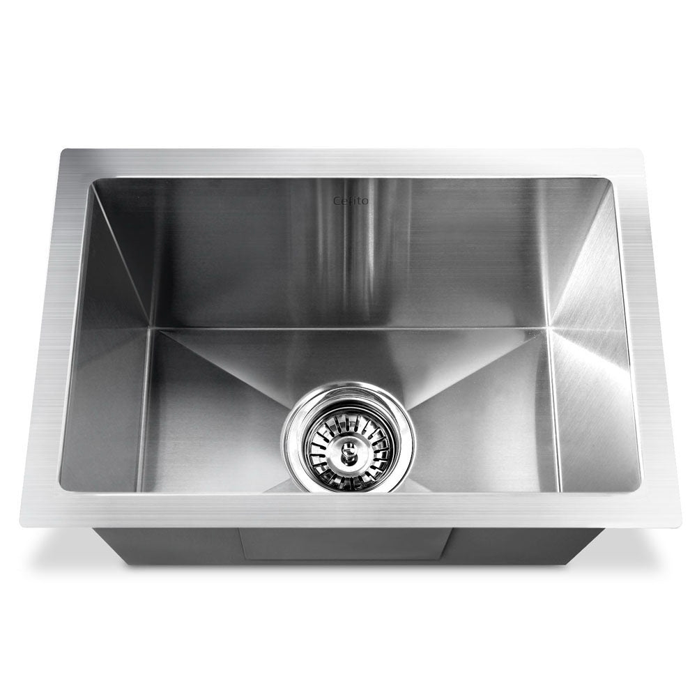 Cefito Kitchen Sink 45X30CM Stainless Steel Basin Single Bowl Silver - TRENDZ