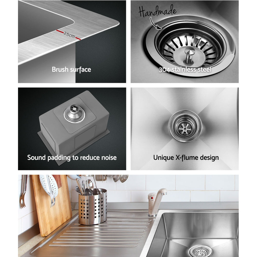 Cefito Kitchen Sink 45X30CM Stainless Steel Basin Single Bowl Silver - TRENDZ