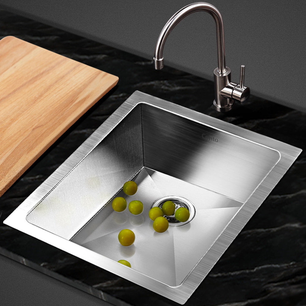 Cefito Kitchen Sink 45X39CM Stainless Steel Basin Single Bowl Silver - TRENDZ