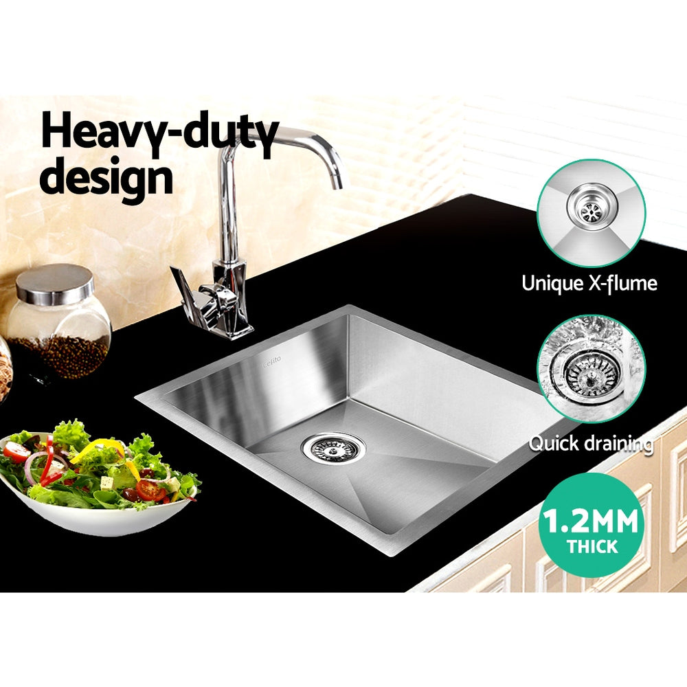 Cefito Kitchen Sink 45X39CM Stainless Steel Basin Single Bowl Silver - TRENDZ