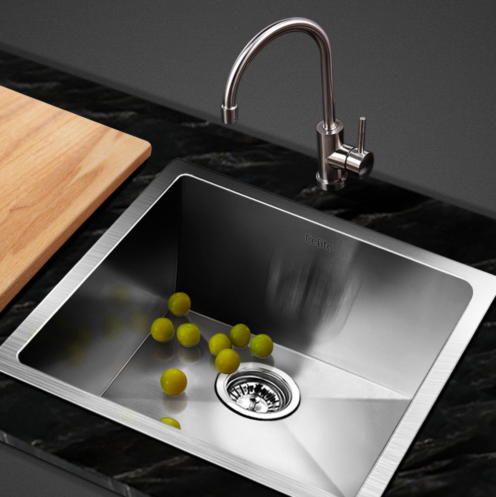 Cefito Kitchen Sink 44X44CM Stainless Steel Basin Single Bowl Silver - TRENDZ