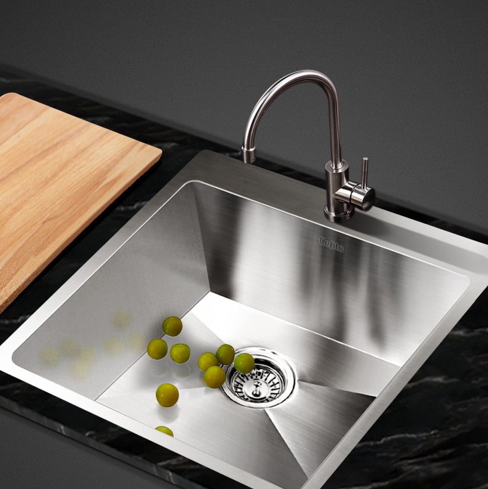 Cefito Kitchen Sink 53X50CM Stainless Steel Basin Single Bowl Silver - TRENDZ