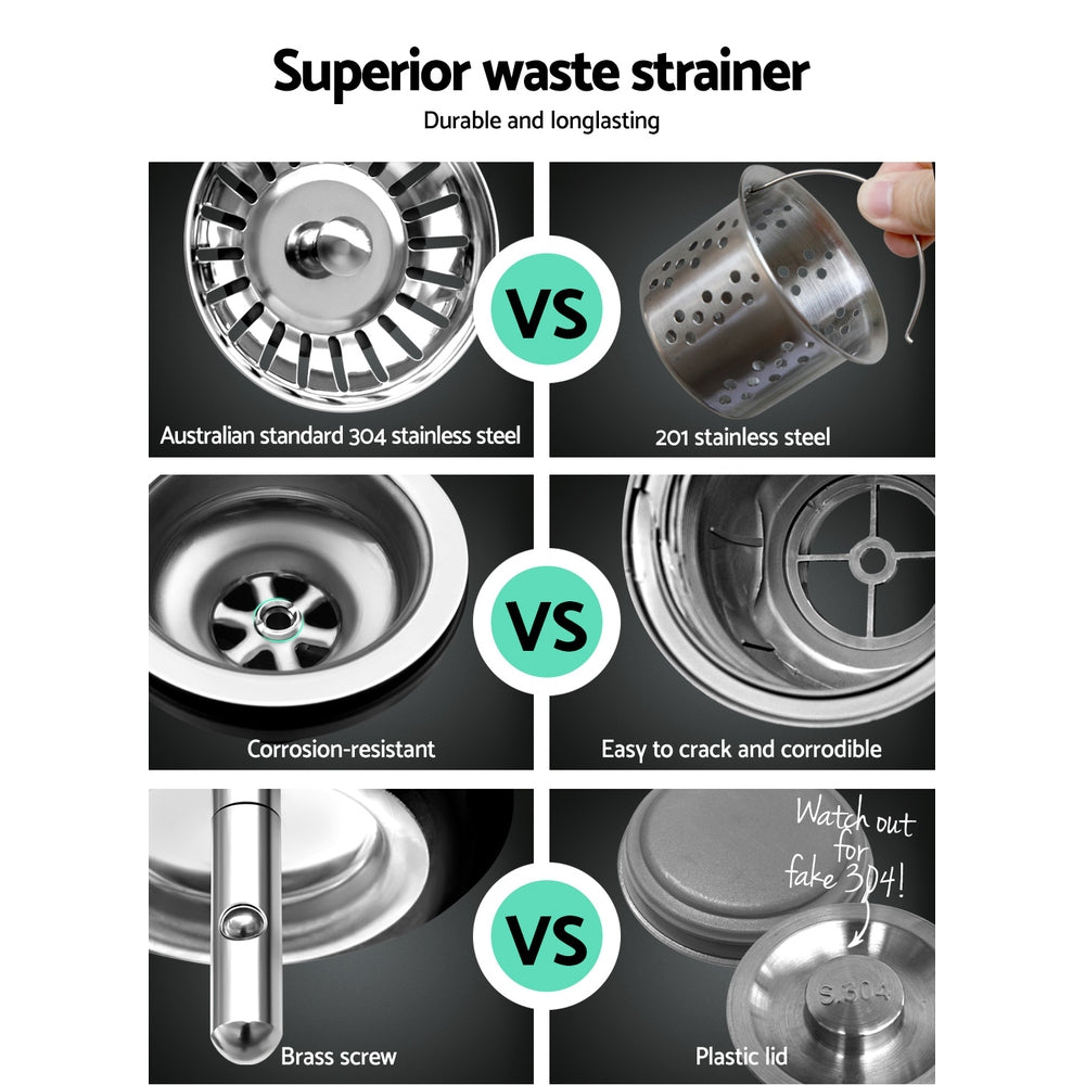 Cefito Kitchen Sink 53X50CM Stainless Steel Basin Single Bowl Silver - TRENDZ