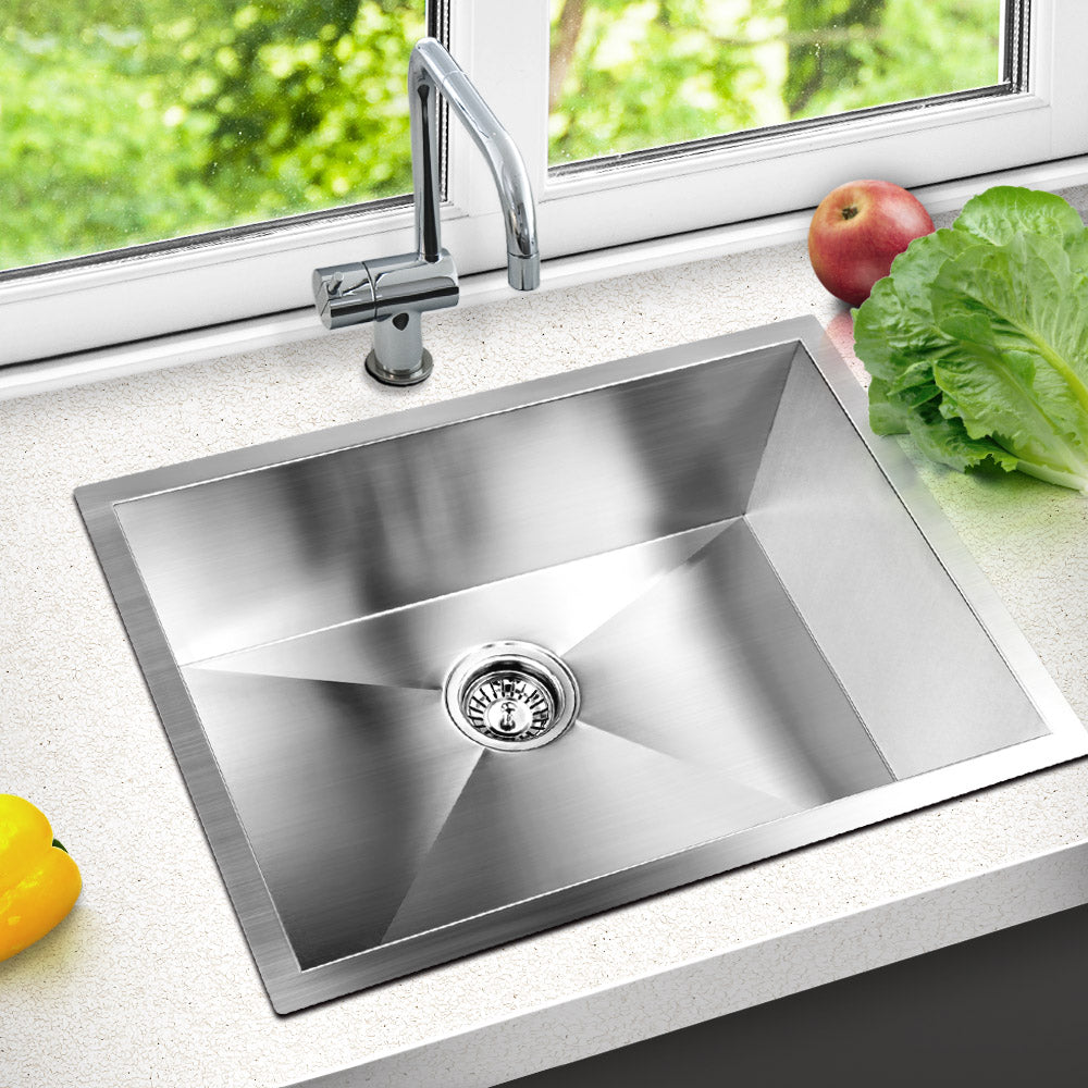 Cefito Kitchen Sink 60X45CM Stainless Steel Basin Single Bowl Silver - TRENDZ