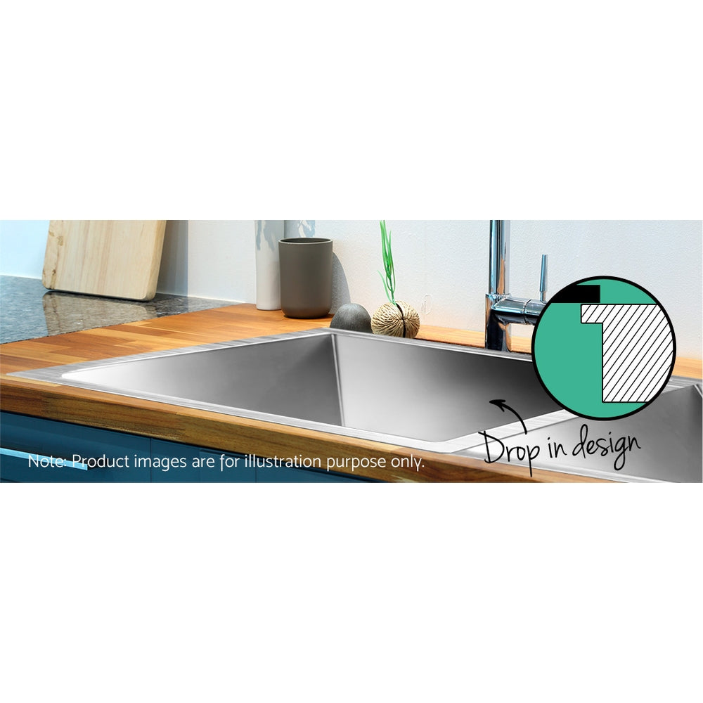 Cefito Kitchen Sink 71X45CM Stainless Steel Basin Double Bowl Silver - TRENDZ