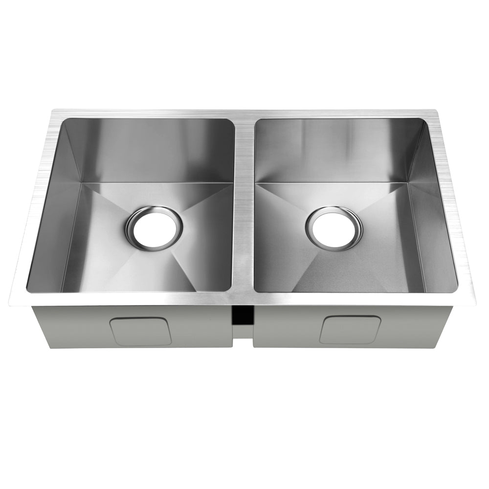 Cefito Kitchen Sink 77X45CM Stainless Steel Basin Double Bowl Silver - TRENDZ