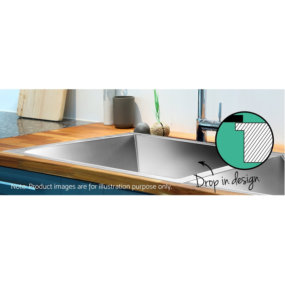 Cefito Kitchen Sink 77X45CM Stainless Steel Basin Double Bowl Silver - TRENDZ