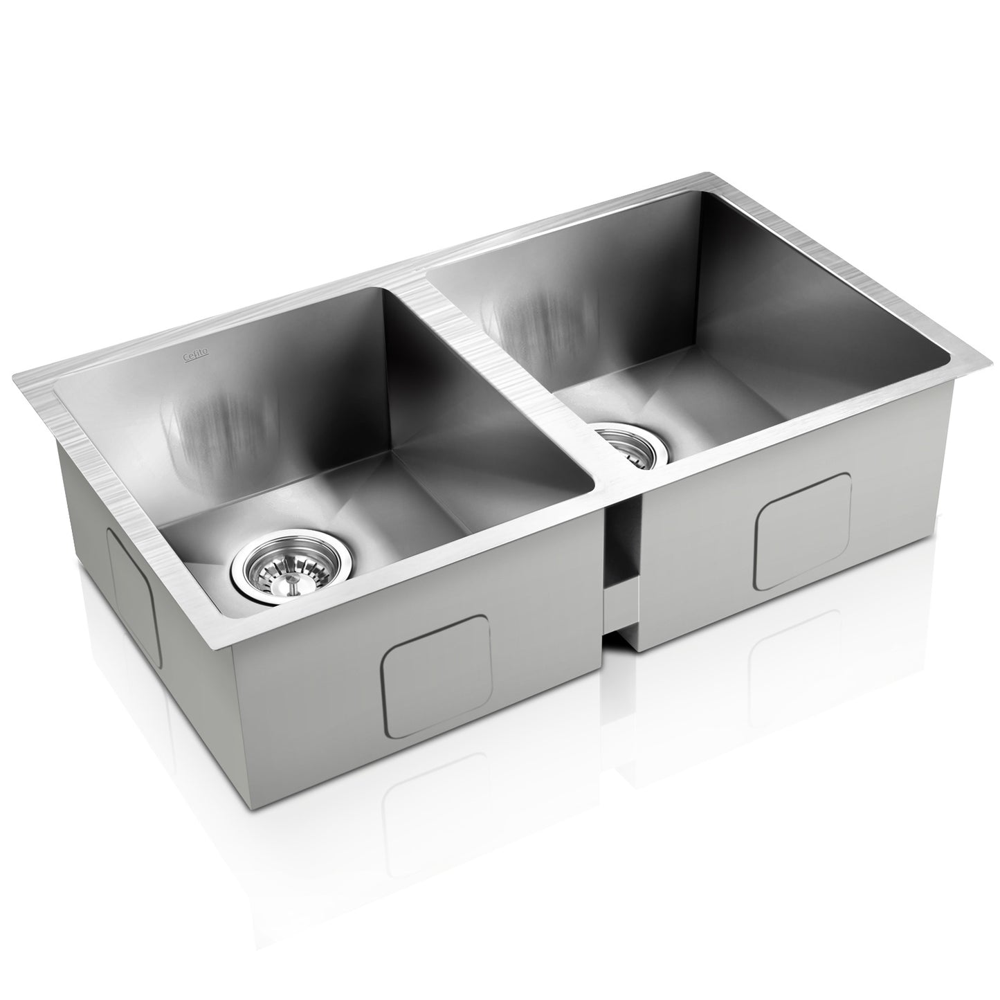 Cefito Kitchen Sink 77X45CM Stainless Steel Basin Double Bowl Silver - TRENDZ