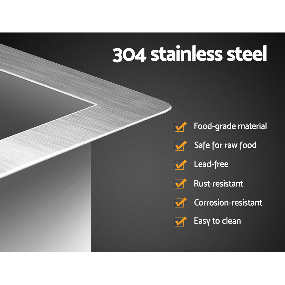 Cefito Kitchen Sink 96X45CM Stainless Steel Basin Single Bowl Silver - TRENDZ