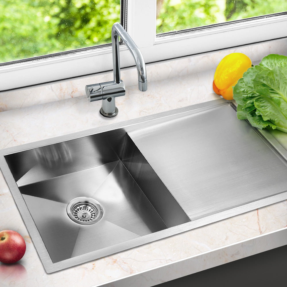 Cefito Kitchen Sink 96X45CM Stainless Steel Basin Single Bowl Silver - TRENDZ