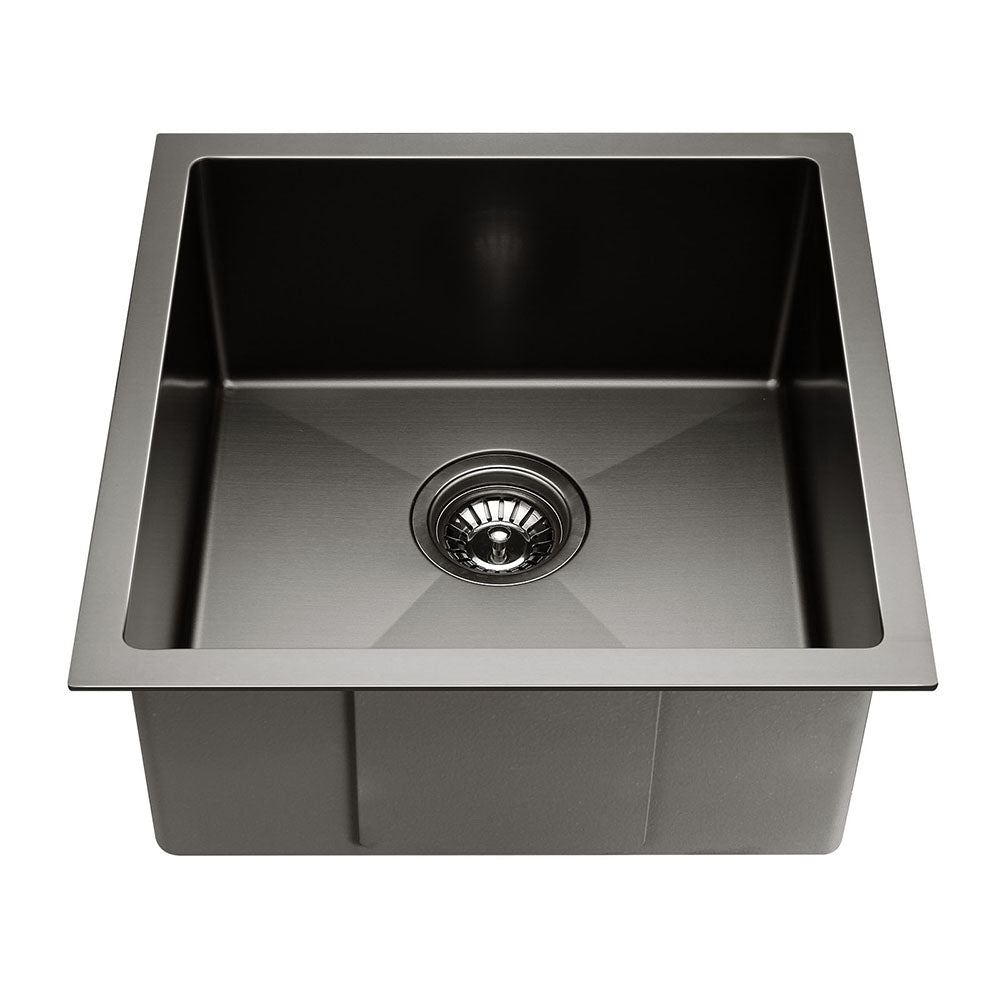 Cefito Kitchen Sink 44X44CM Stainless Steel Basin Single Bowl Black - TRENDZ