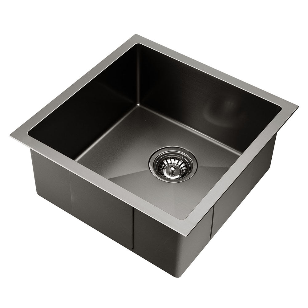 Cefito Kitchen Sink 44X44CM Stainless Steel Basin Single Bowl Black - TRENDZ