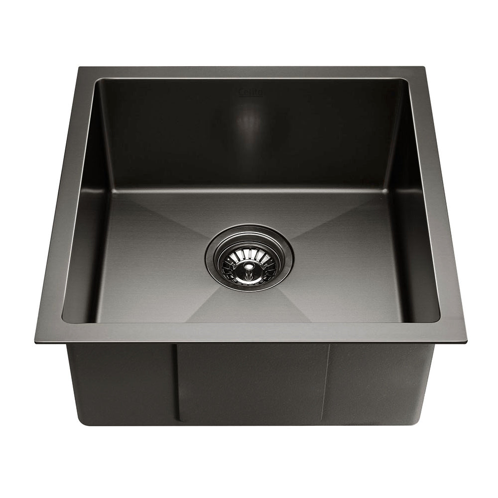 Cefito Kitchen Sink 51X45CM Stainless Steel Basin Single Bowl Black - TRENDZ