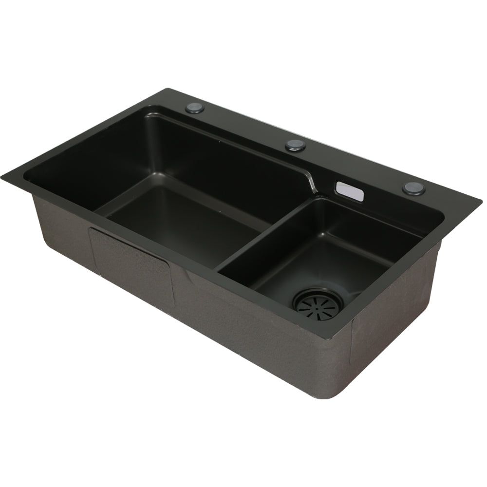 Cefito Kitchen Sink 75X45CM Stainless Steel Basin Single Bowl Drain Part Black - TRENDZ