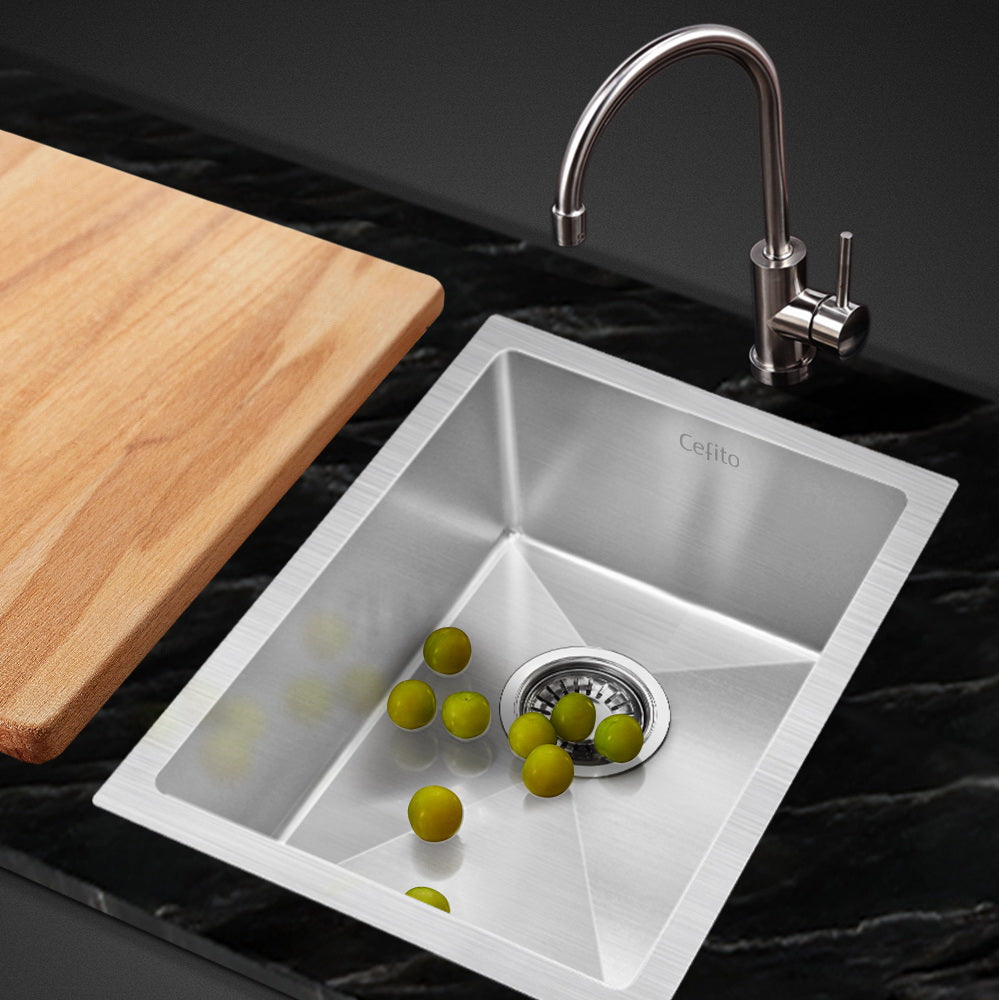 Cefito Kitchen Sink 44X34CM Stainless Steel Nano Basin Single Bowl Silver - TRENDZ