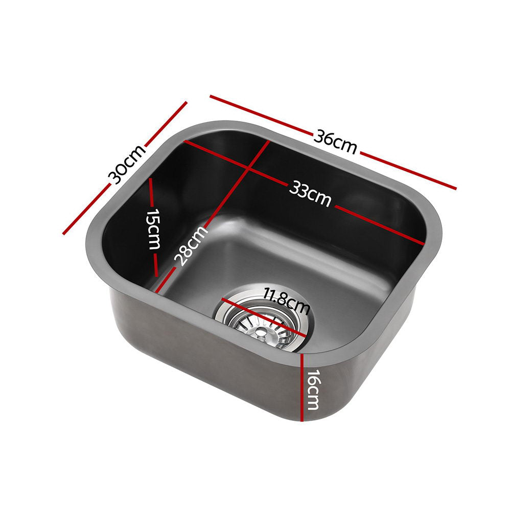 Cefito Kitchen Sink 30X36CM Stainless Steel Nano Basin Single Bowl Black - TRENDZ