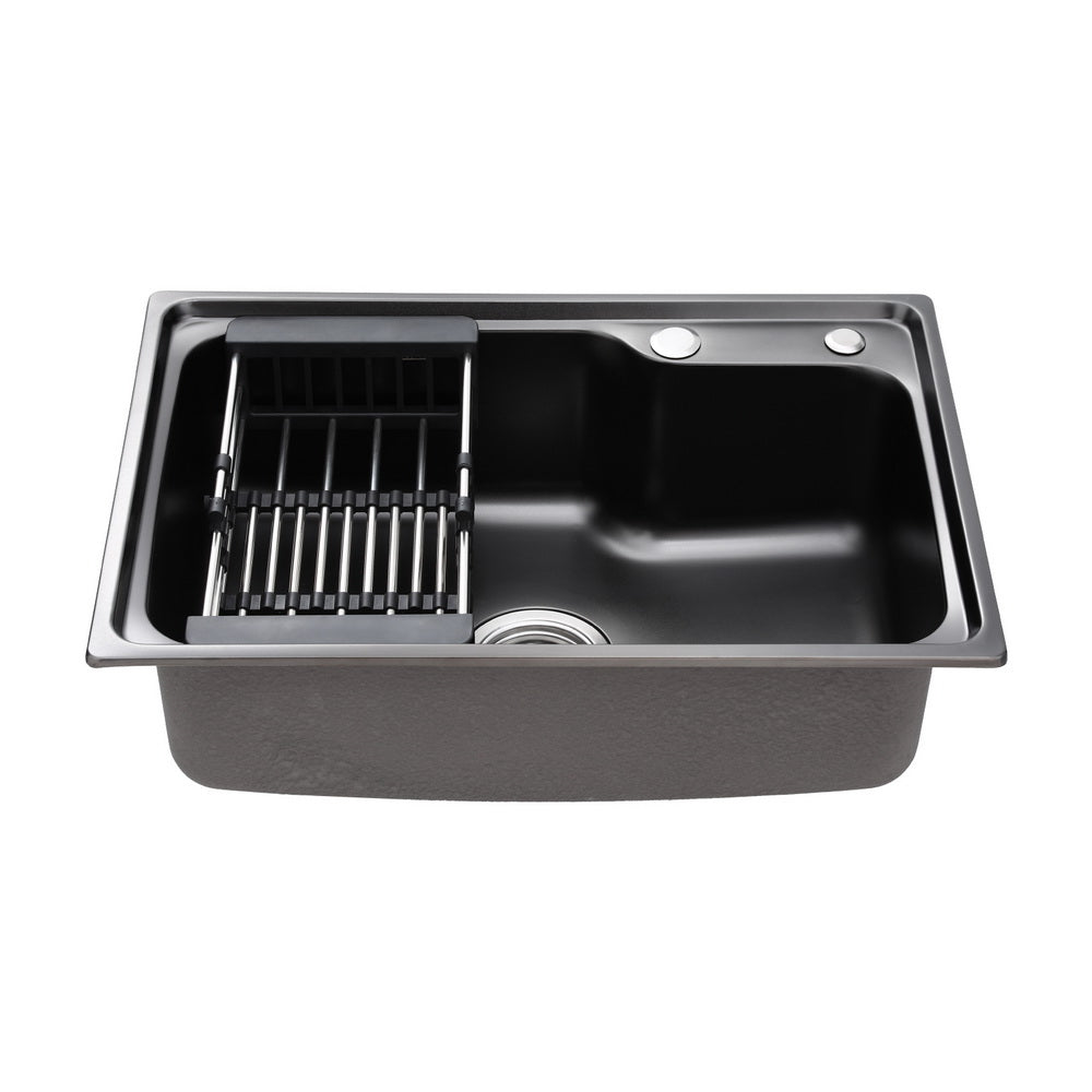 Cefito Kitchen Sink 61X43CM Stainless Steel Basin Single Bowl Black Drain Basket - TRENDZ