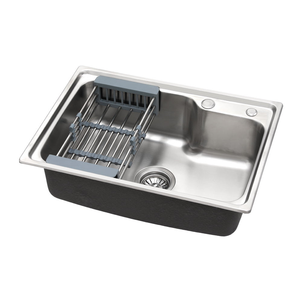 Cefito Kitchen Sink 61X43CM Stainless Steel Basin Single Bowl Silver Drain Basket - TRENDZ