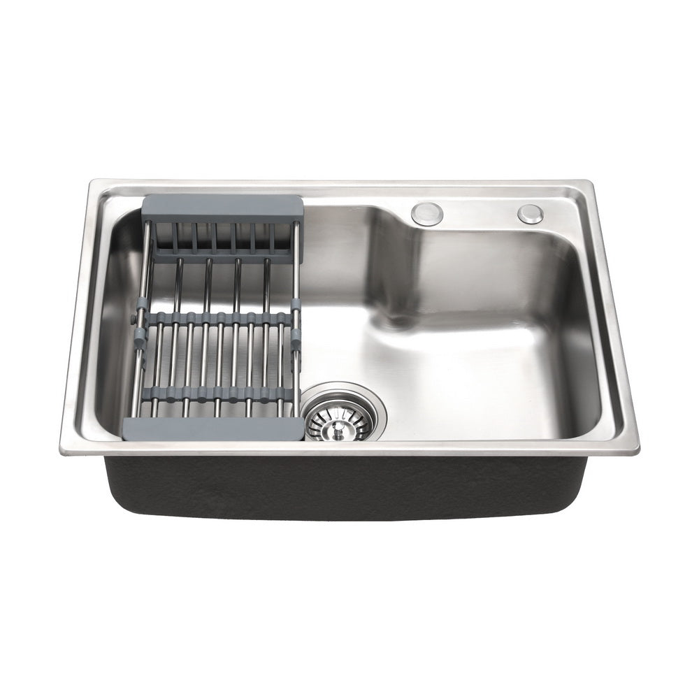 Cefito Kitchen Sink 61X43CM Stainless Steel Basin Single Bowl Silver Drain Basket - TRENDZ
