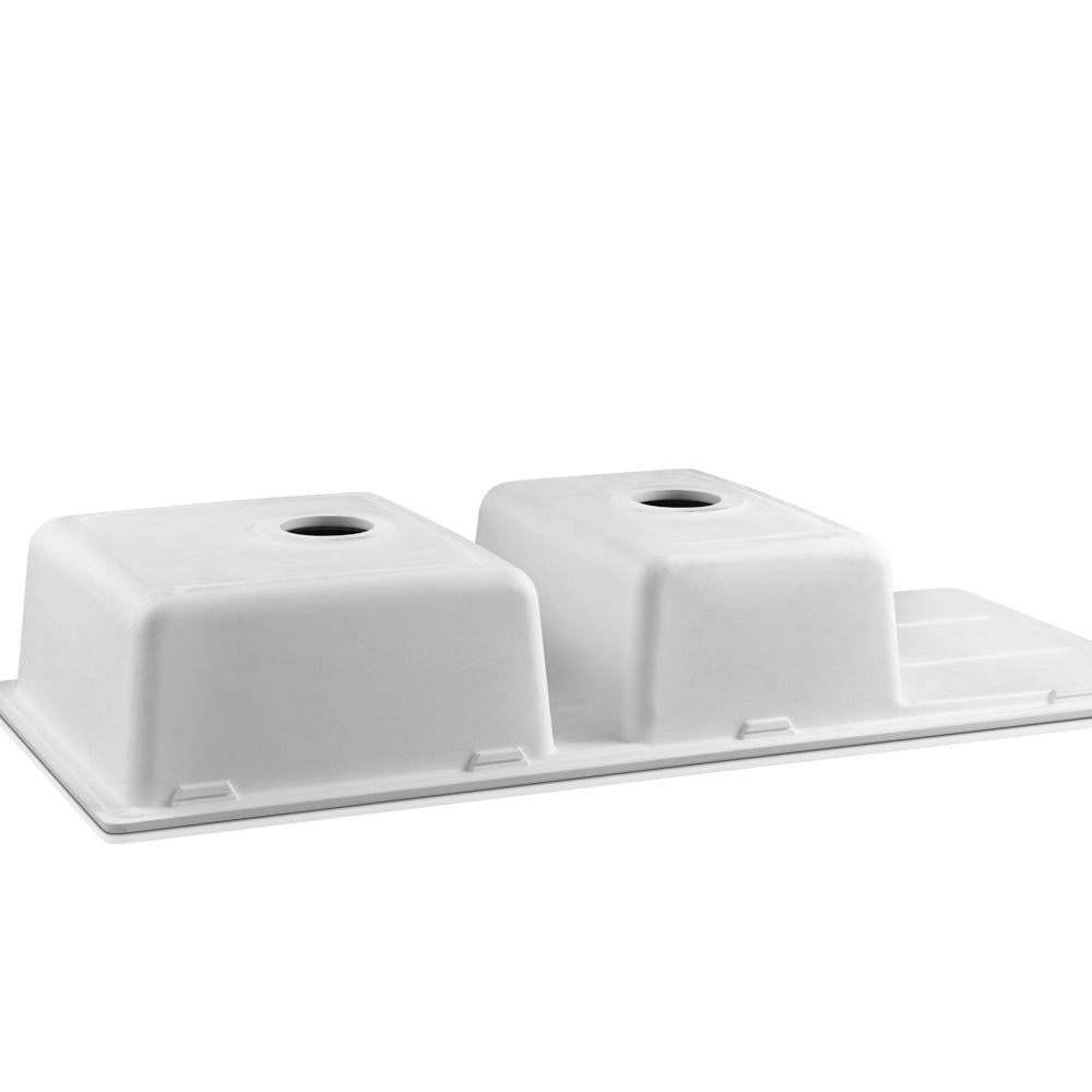 Cefito Stone Kitchen Sink 1160X500MM Granite Under/Topmount Basin Double Bowl White - TRENDZ