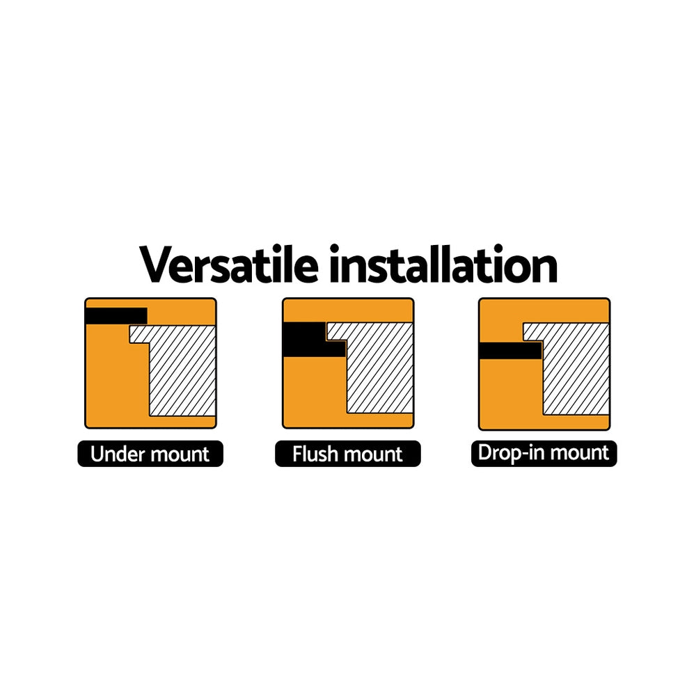 Cefito Stone Kitchen Sink 450X450MM Granite Under/Topmount Basin Bowl Laundry White - TRENDZ