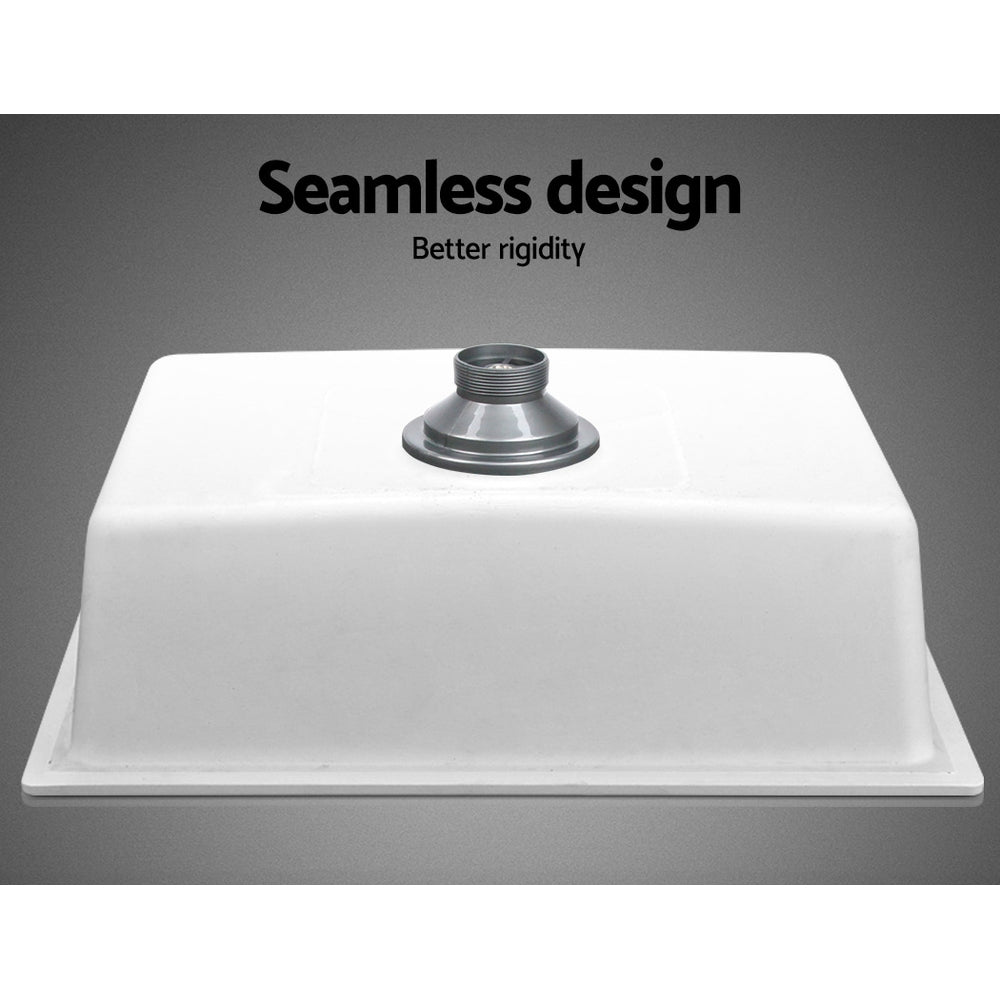 Cefito Stone Kitchen Sink 610X470MM Granite Under/Topmount Basin Bowl Laundry White - TRENDZ