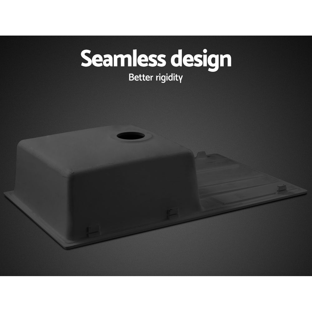 Cefito Stone Kitchen Sink 860X500MM Granite Under/Topmount Basin Bowl Laundry Black - TRENDZ