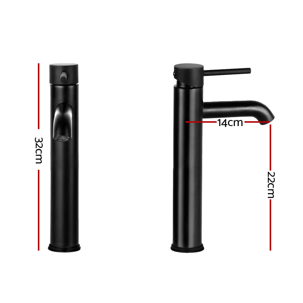 Cefito Bathroom Basin Mixer Tap Round Tall Faucet Vanity Laundry Black - TRENDZ