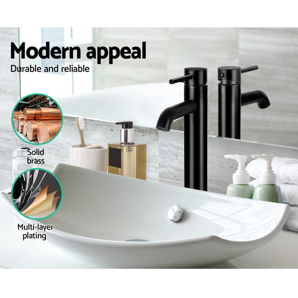 Cefito Bathroom Basin Mixer Tap Round Tall Faucet Vanity Laundry Black - TRENDZ