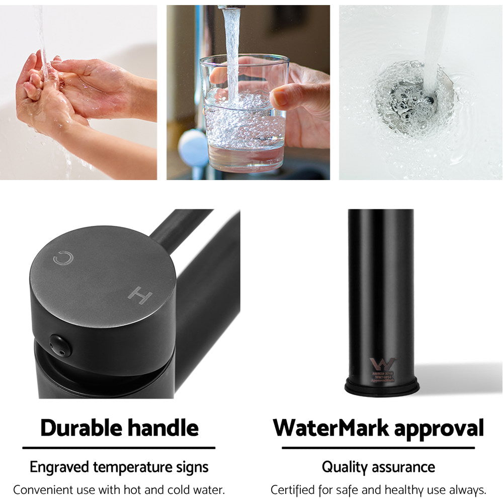 Cefito Bathroom Basin Mixer Tap Round Tall Faucet Vanity Laundry Black - TRENDZ