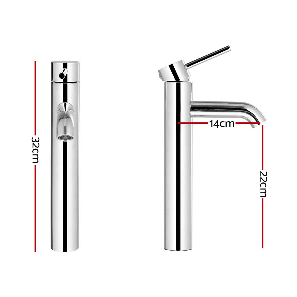 Cefito Bathroom Basin Mixer Tap Round Tall Faucet Vanity Laundry Chrome - TRENDZ